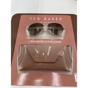 TED BAKER Womens Rose Gold Brown Gradient Polarized Metal Aviator Sunglasses NIB